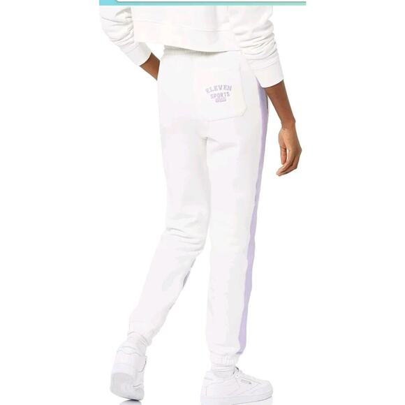 Eleven By Venus Williams Collegiate Track Pant Sz Small White Purple - Picture 3 of 10